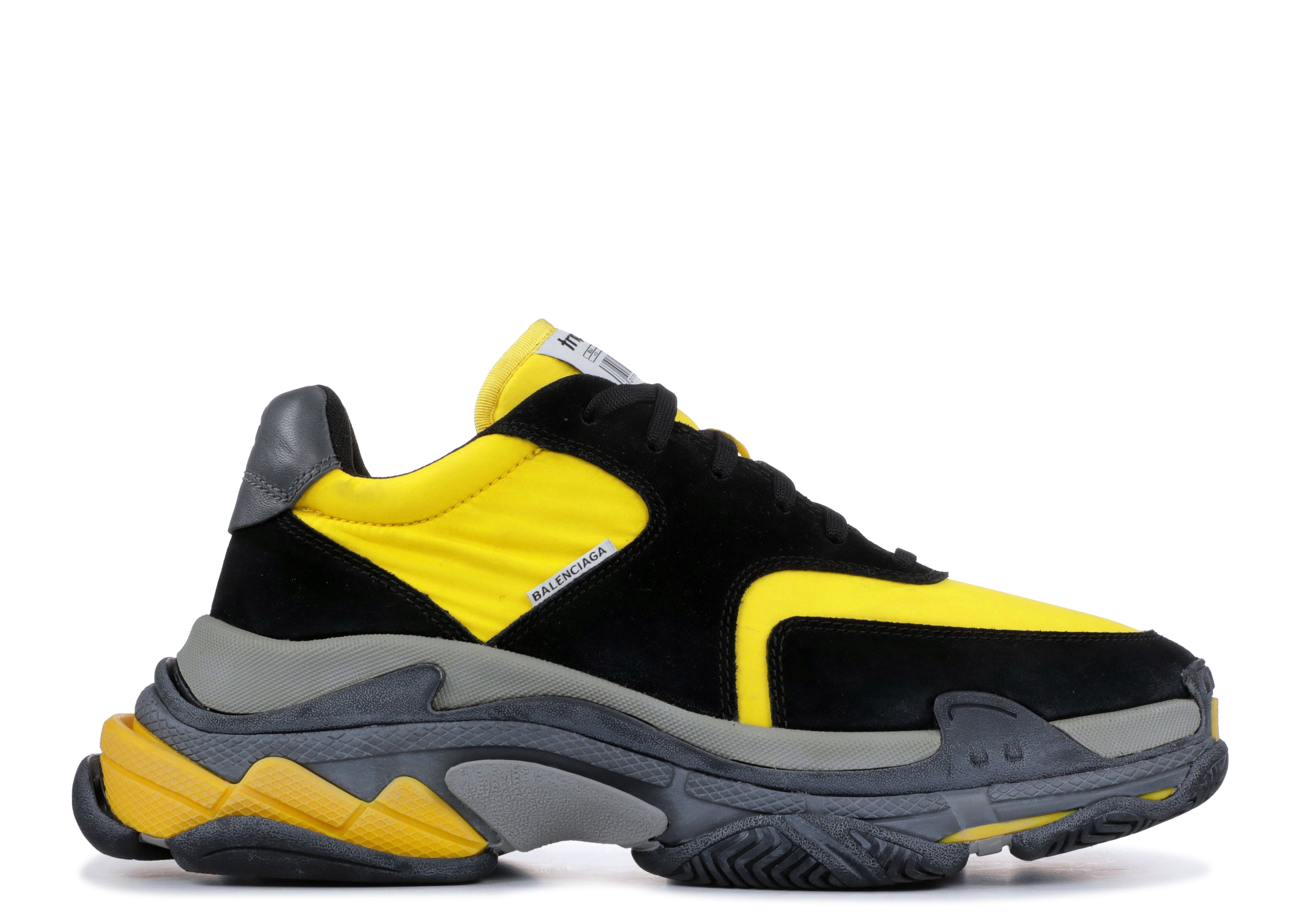 Balenciaga Black and Yellow Triple S Sneakers 191342F12801905